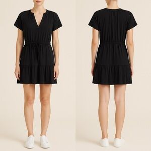 Grey State Black Short Sleeve Drawstring Mini Dress Women’s Size L NWT